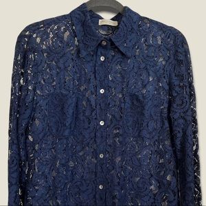 Roberto Collina Navy lace blouse. Made it Italy. Excellent quality lace! Size M